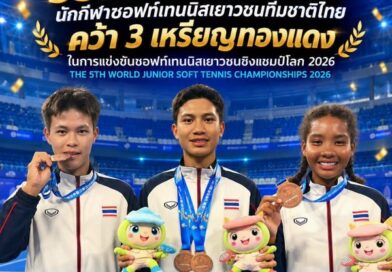 ส.ซอฟท์เทนนิส สุดปลื้ม! ส่งเด็กไทยลุยคว้า 3 เหรียญทองแดงศึกเยาวชนโลก 2026ระหว่าง 26ต.ค.-1พ.ย.2569 ที่ประเทศสาธารณรัฐประชาชนจีน